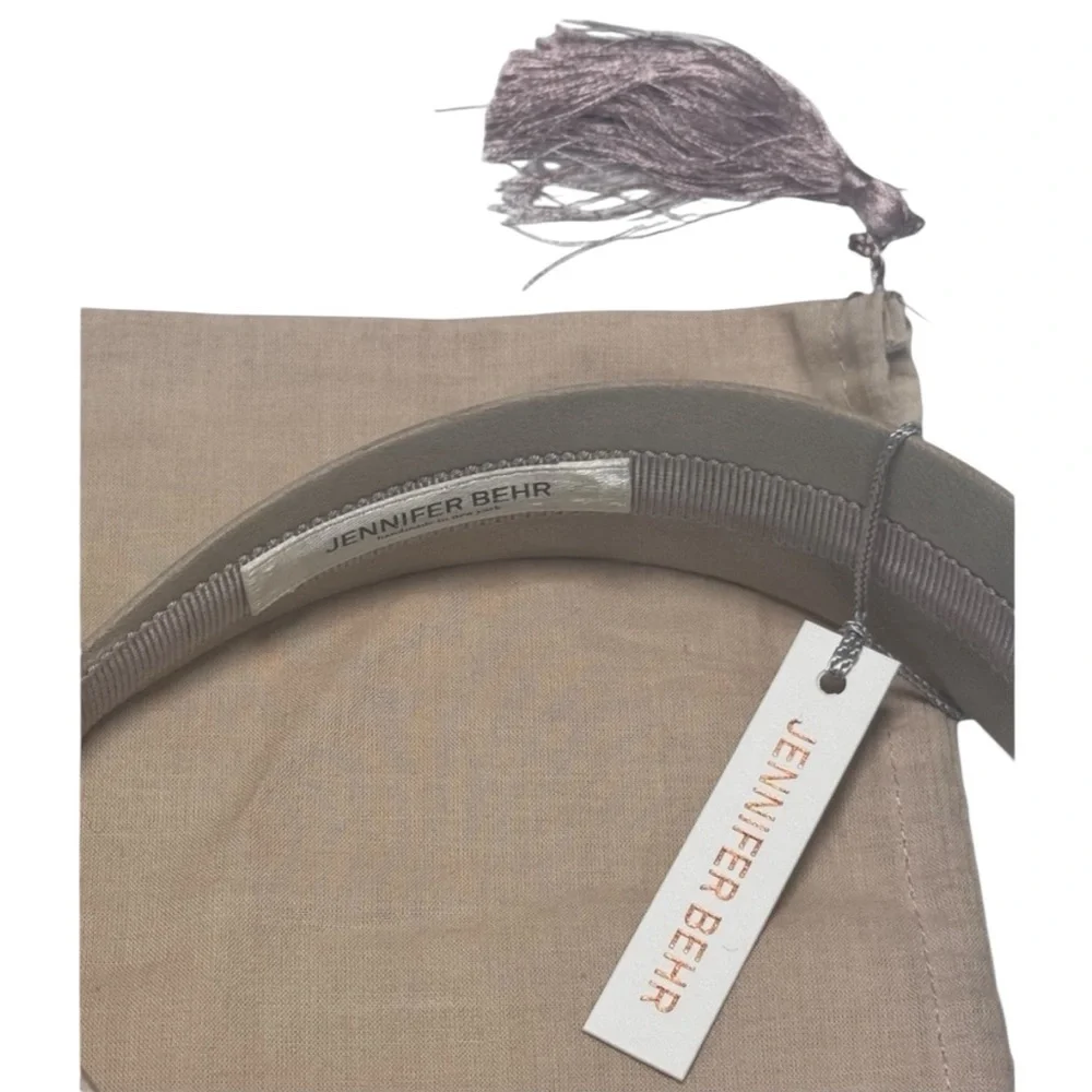 Jennifer Behr Layla Luxurious Satin Headband in a Neutral Oyster Color- O/S